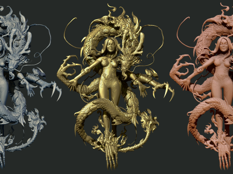 Beauty Girl With Dragon 3D printmodel