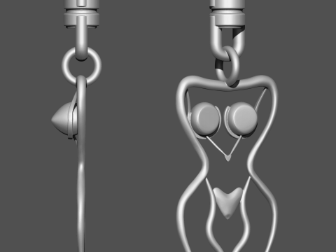 Seductive Silhouette Keychain 3D Stl File Model Cetak 3D