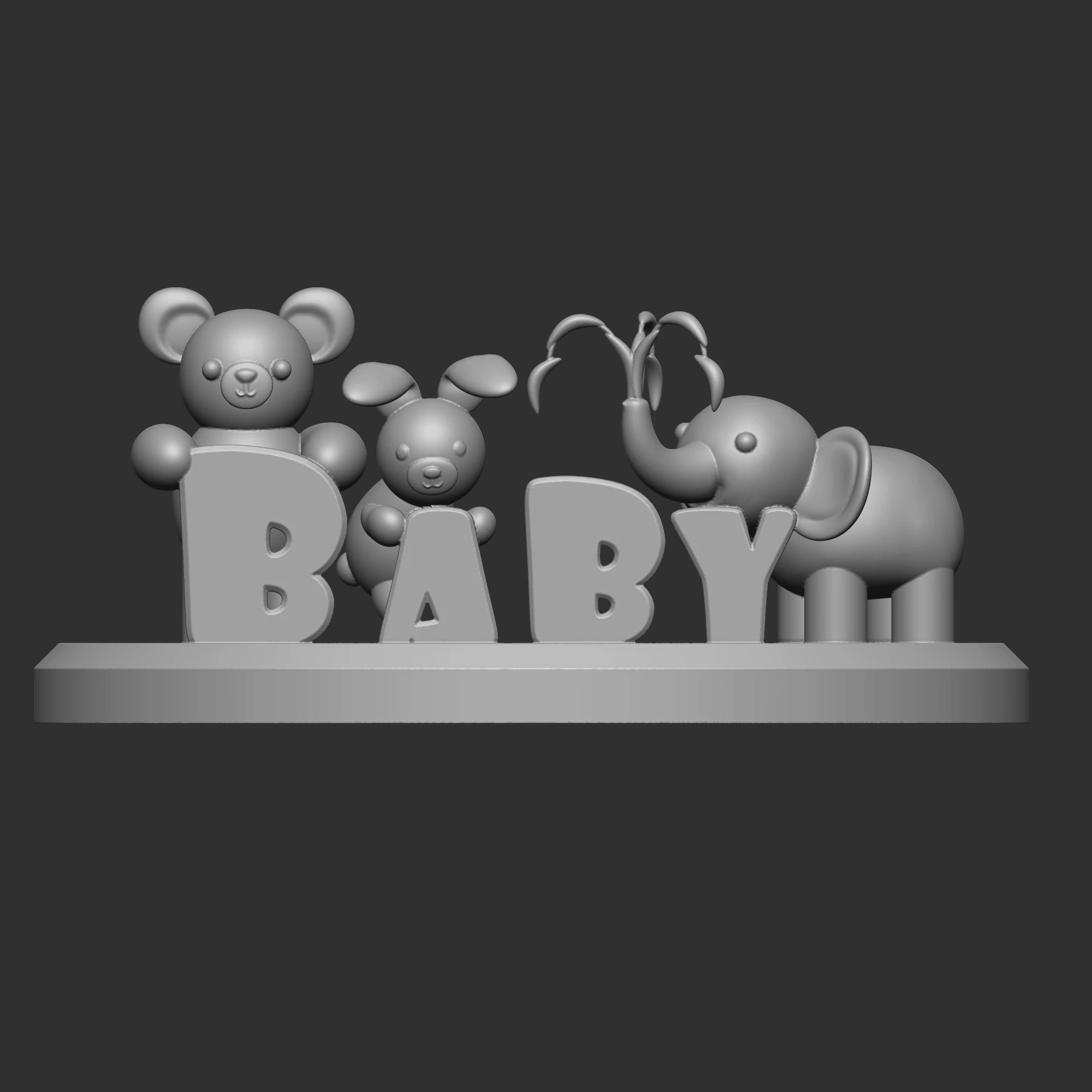 3D Baby Name Plaque Animal Theme Baby Gift 3D Print Model .c4d .max .obj .3ds .fbx .stl .blend