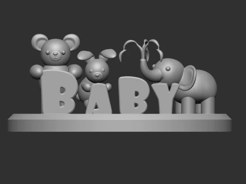 Kado Bayi Tema Hewan Plakat Nama Bayi 3D Model Cetak 3D