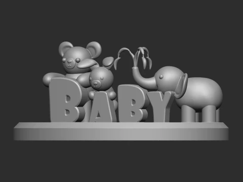 3D Baby Name Plaque Animal Theme Baby Gift 3D Print Model