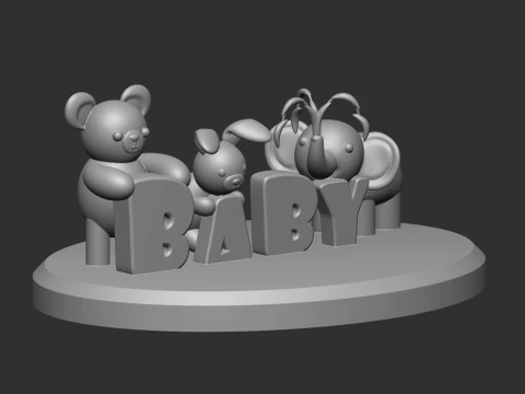 3D Baby Name Plaque Animal Theme Baby Gift 3D Print Model
