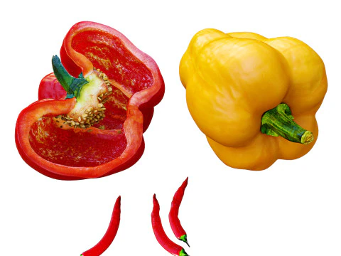 Renkli dolmalık biber 3D Model