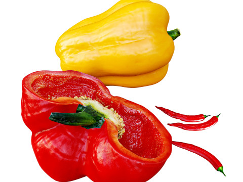 Colored bell pepper 3D मॉडल