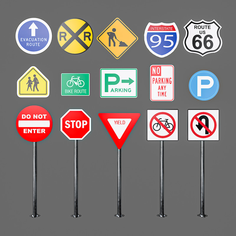 Traffic Sign Model 3D .c4d .max .obj .3ds .fbx .stl .blend