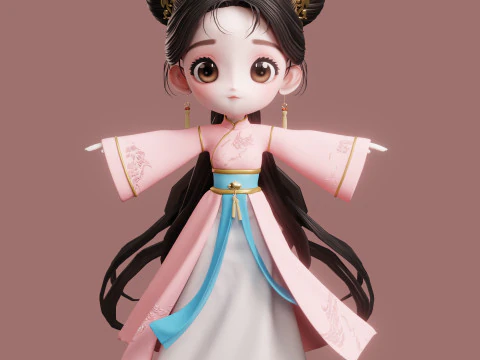 美しくて素敵な女の子 3Dモデル