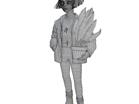 A beautiful cute cartoon girl 3D Модель