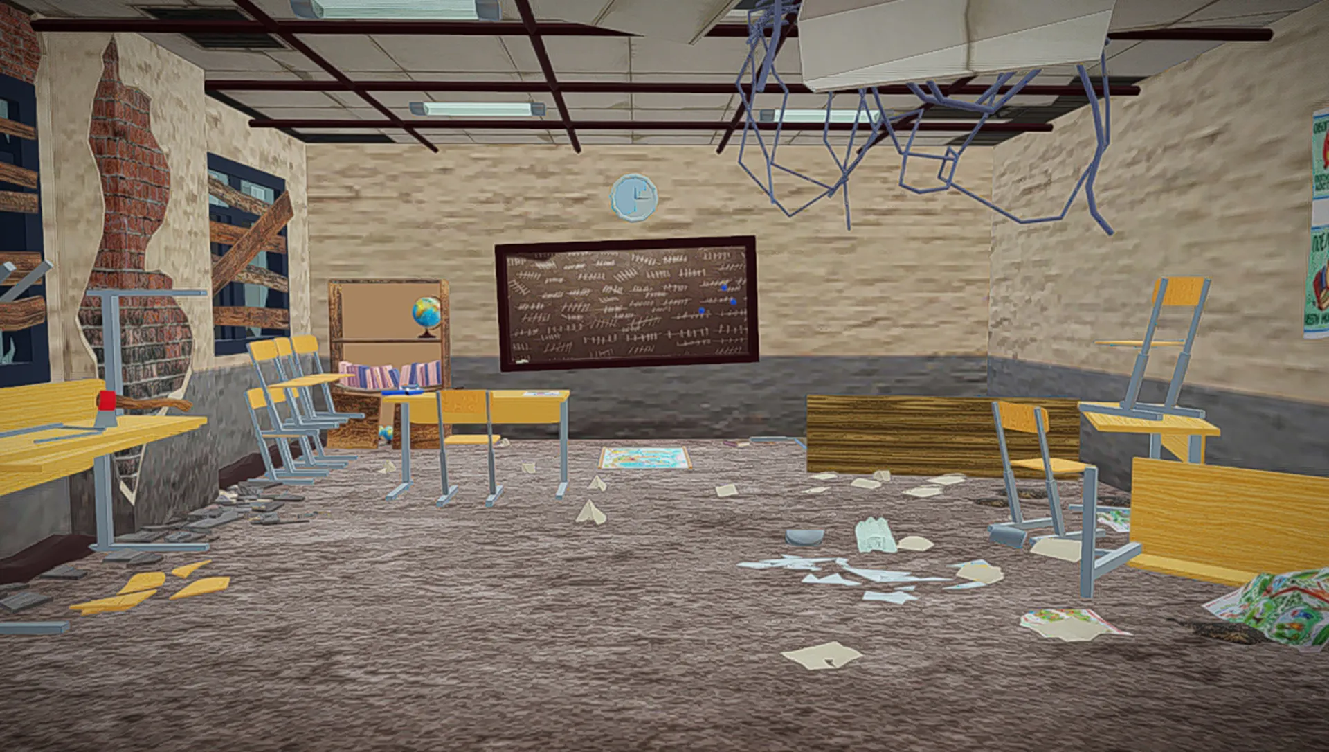 Abandoned school room 3D Model .c4d .max .obj .3ds .fbx .stl .blend 