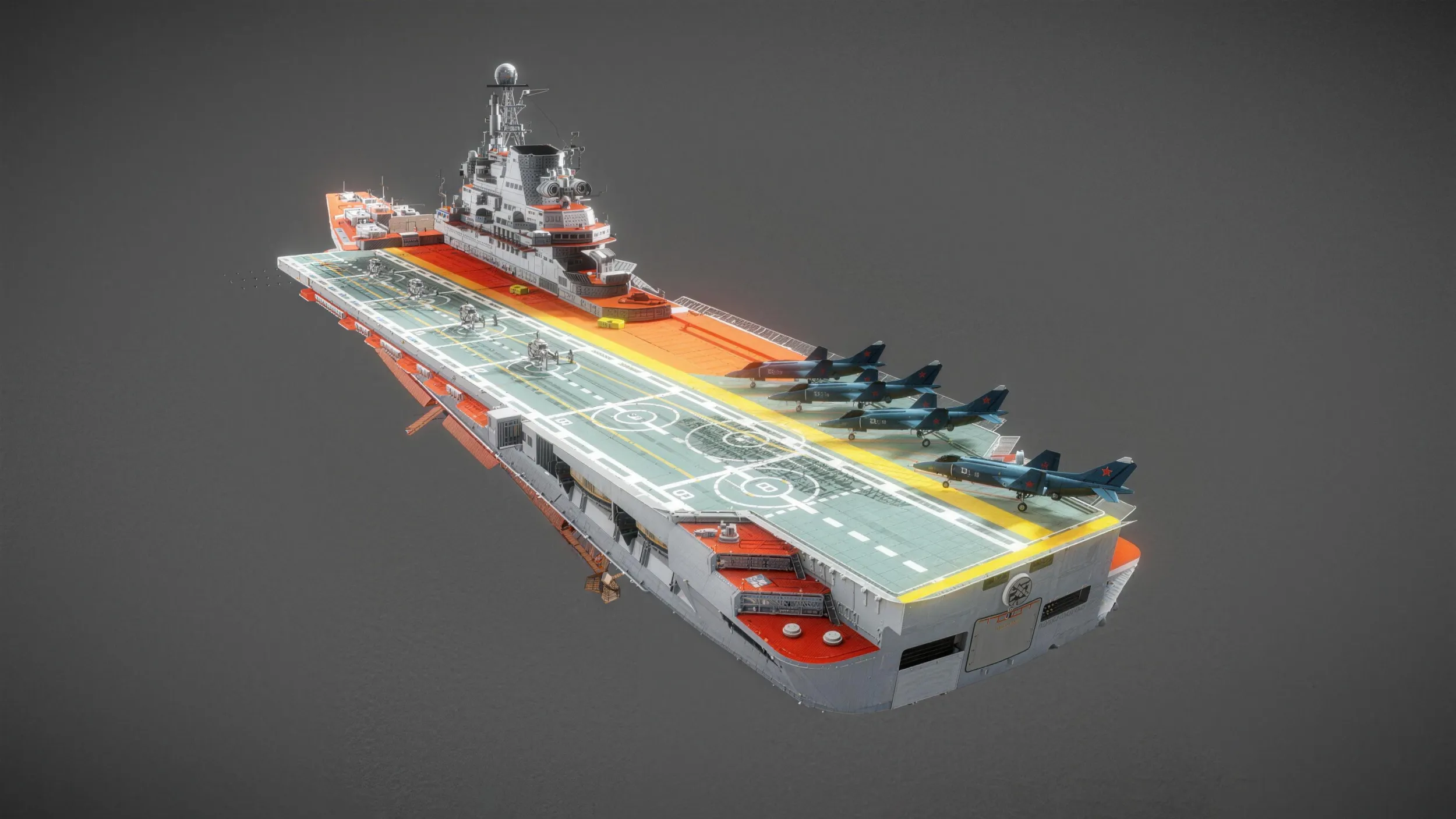 Aircraft carrier 3D Model .c4d .max .obj .3ds .fbx .stl .blend 