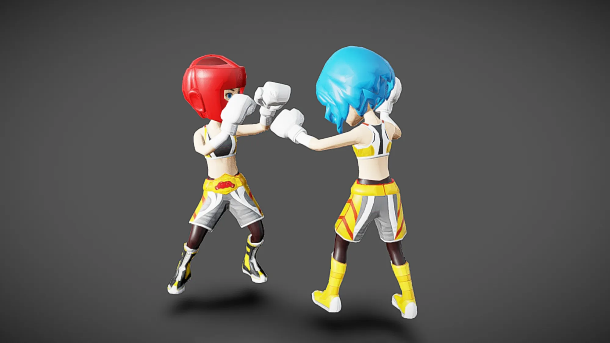 Animated female avatars boxing loop 3D Model .c4d .max .obj .3ds .fbx .stl .blend 