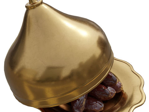 Arabic Ramadan and Eid Hospitality Set Dallah Cups and Dates Modèle 3D