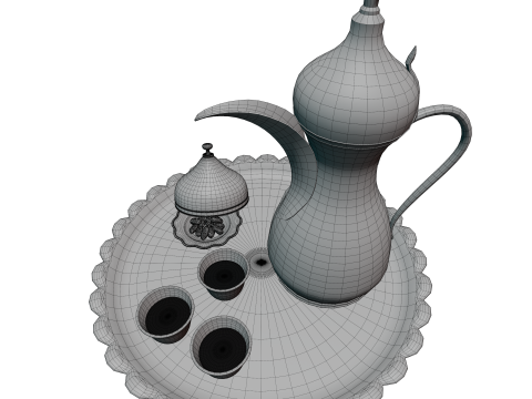 Arabic Ramadan and Eid Hospitality Set Dallah Cups and Dates Modèle 3D