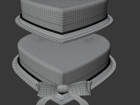 Heart Shaped Wedding Cake Pink Roses Design Decoration 3D Model