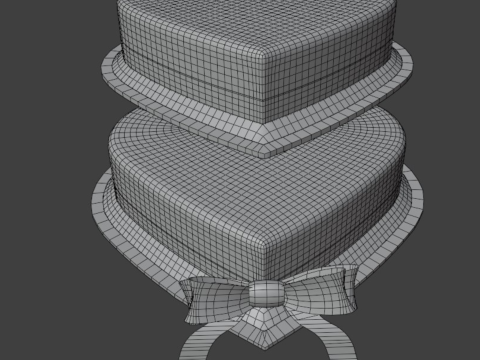 Heart Shaped Wedding Cake Pink Roses Design Decoration 3D Model