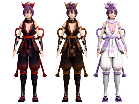 Stylized Ninja Girl Game Ready Character Pack 3D Model