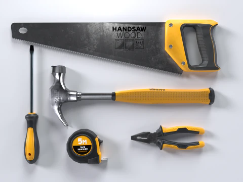 Pacote de acess&oacute;rios de ferramentas b&aacute;sicas Modelo 3D