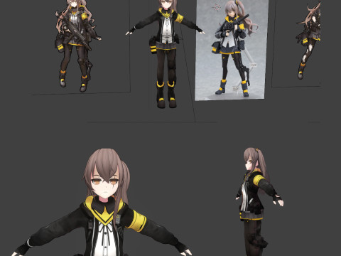 Anime Girl in Black Robe 3D 模型