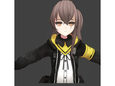 Anime Girl in Black Robe 3D Modell