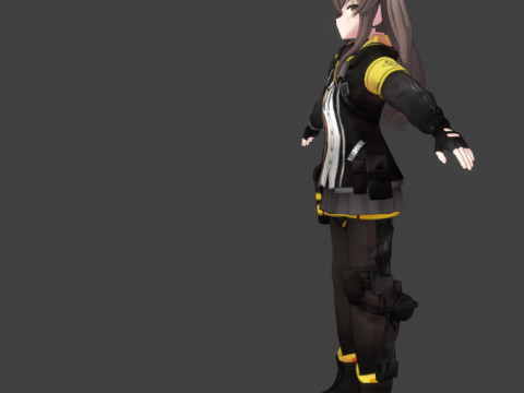 Anime Girl in Black Robe 3D Modell