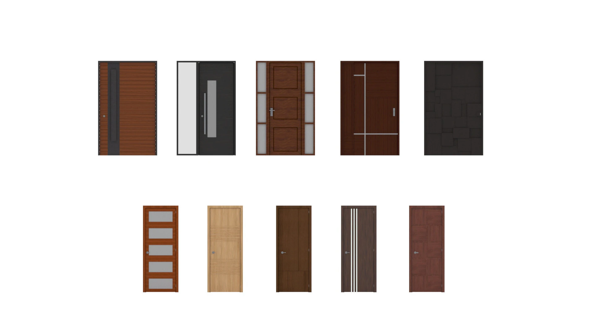 Modern doors set 3D Model .c4d .max .obj .3ds .fbx .stl .blend 