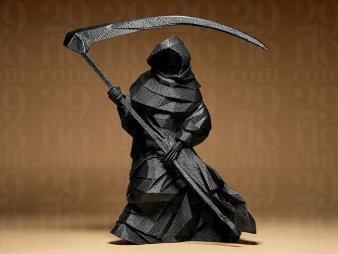 Low Poly Grim Reaper Figure Sculpture Collectible 3D 모델