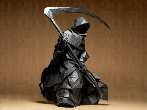 Low Poly Grim Reaper Figure Sculpture Collectible Modello 3D