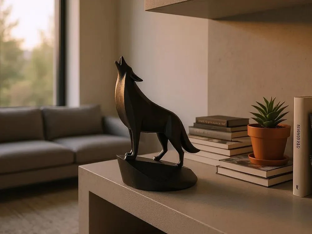 Unique Minimalist Howling Wolf Low Poly Figure STL 3D Print 3D Model .c4d .max .obj .3ds .fbx .stl .blend 