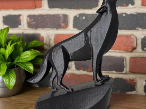 Unique Minimalist Howling Wolf Low Poly Figure STL 3D Print 3D Model