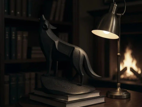 Unique Minimalist Howling Wolf Low Poly Figure STL 3D Print 3D Model