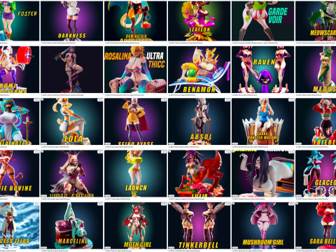 Anime Waifu Mega Pack 102 Collection Female Figure STL 3D Print 3D 모델