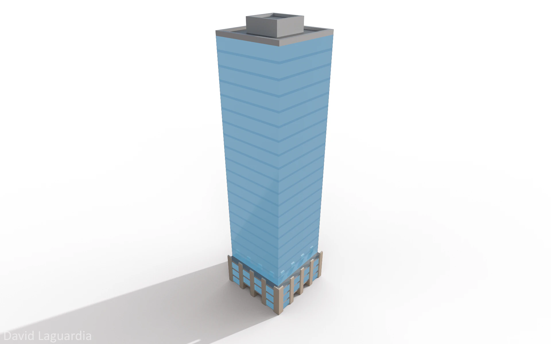 Low Poly Glass High Rise 3D Model .c4d .max .obj .3ds .fbx .stl .blend