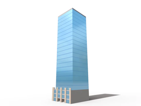 Low Poly Glass High Rise 3D Model