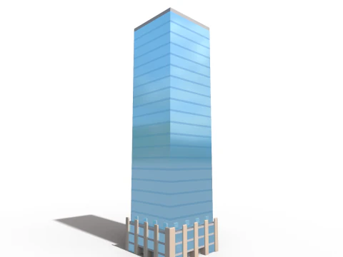 Low Poly Glass High Rise 3D Model