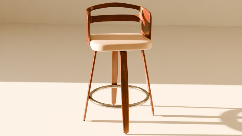 Modern Wooden Bar Stool 3D 模型 .c4d .max .obj .3ds .fbx .stl .blend