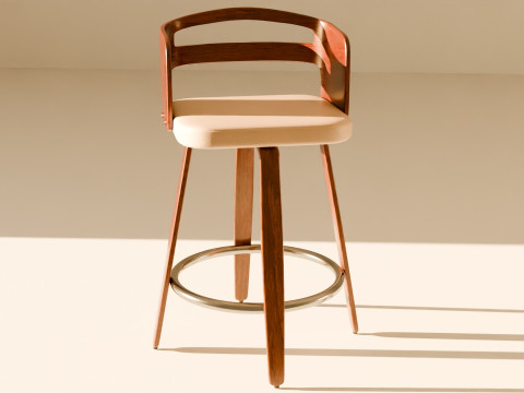 Modern Wooden Bar Stool Model 3D