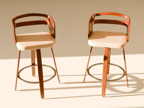 Modern Wooden Bar Stool 3D 模型