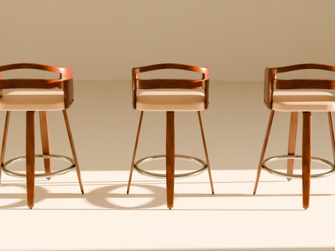 Modern Wooden Bar Stool 3D 模型
