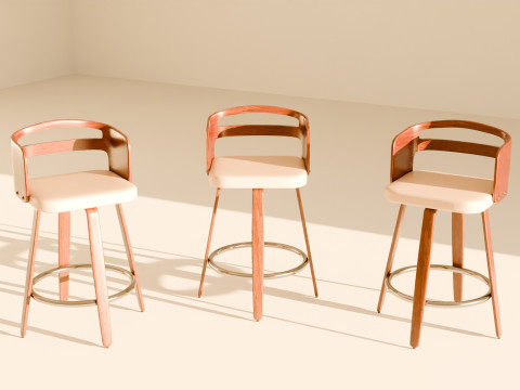 Modern Wooden Bar Stool 3D 模型