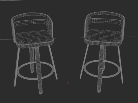 Modern Wooden Bar Stool 3D 模型
