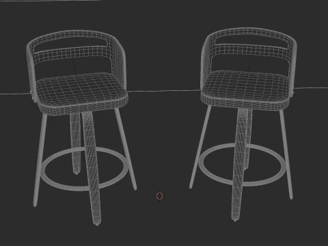 Modern Wooden Bar Stool 3D Model