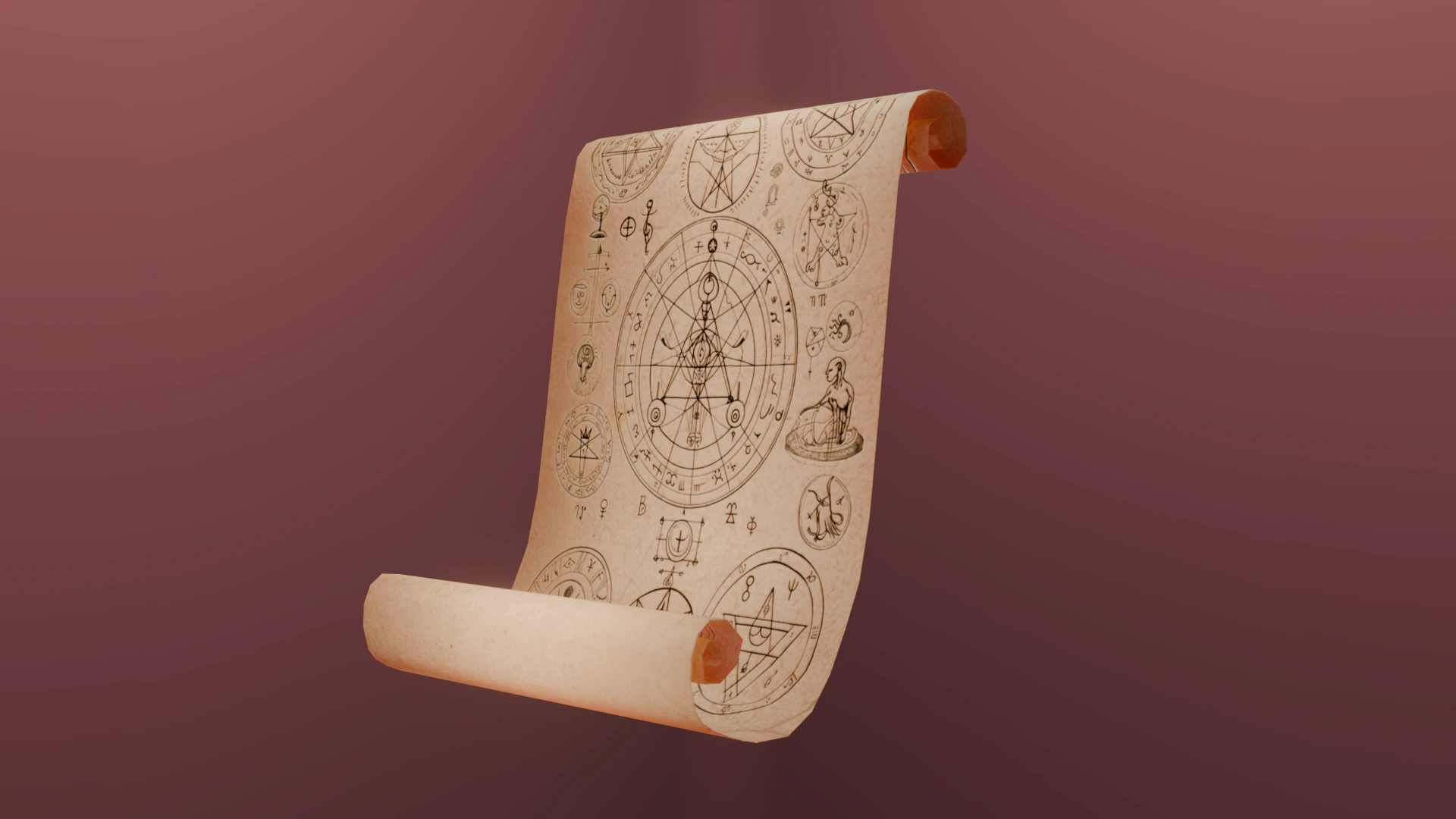 Old Scroll 3D Model .c4d .max .obj .3ds .fbx .stl .blend 