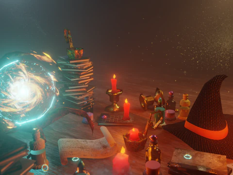 Pack d'&eacute;l&eacute;ments de sorci&egrave;re Modèle 3D