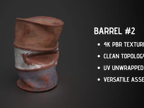 Раздавленная ржавая бочка 3D Модель