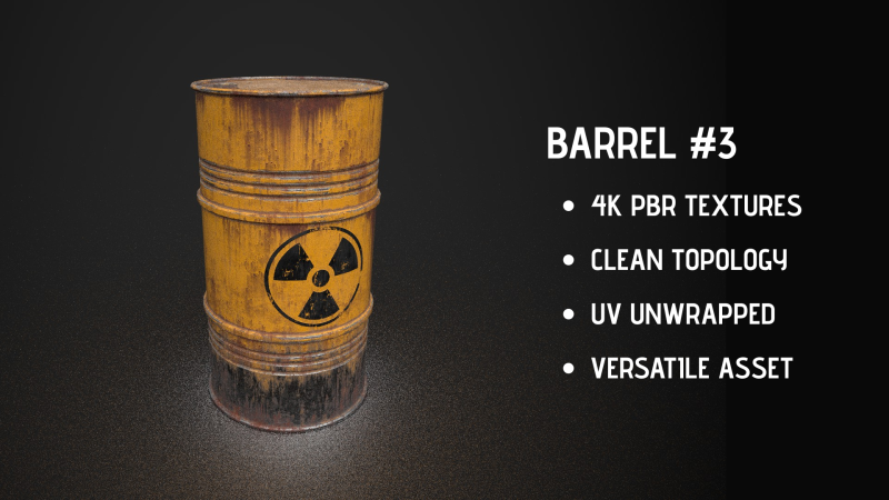 Radioactive Barrel 3D Model .c4d .max .obj .3ds .fbx .stl .blend