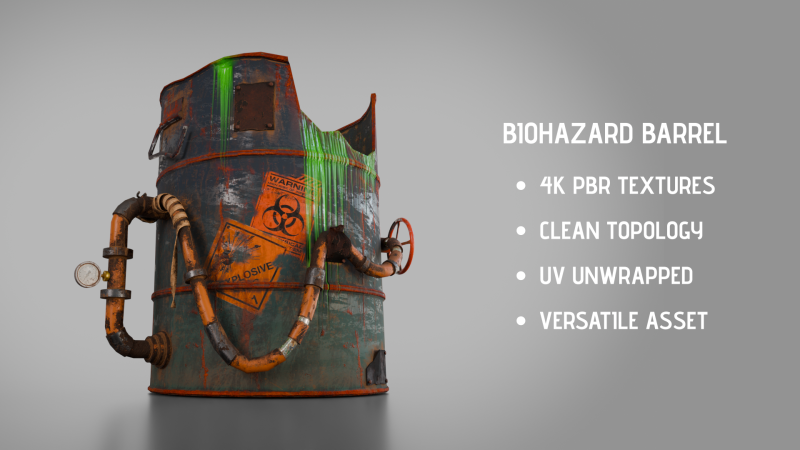 Biohazard Barrel 3D Model .c4d .max .obj .3ds .fbx .stl .blend