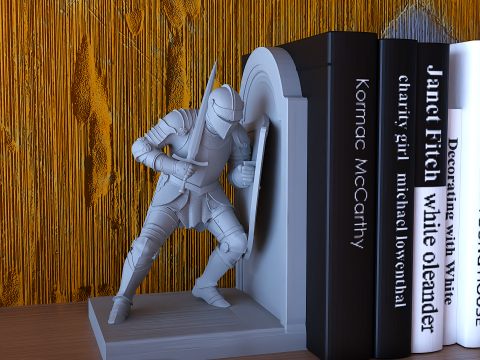 Medieval Knight Bookend with Shield Modèles 3D en vedette
