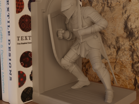 Medieval Knight Bookend with Shield Modèles 3D en vedette