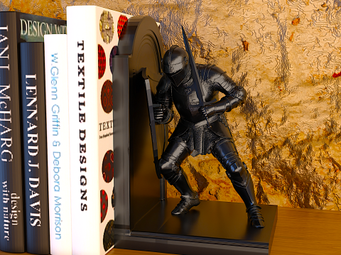 Medieval Knight Bookend with Shield Modèles 3D en vedette