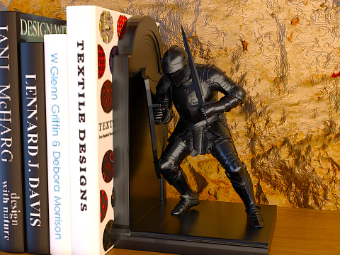 Medieval Knight Bookend with Shield 3D Print Model