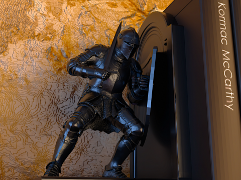 Medieval Knight Bookend with Shield Modèles 3D en vedette